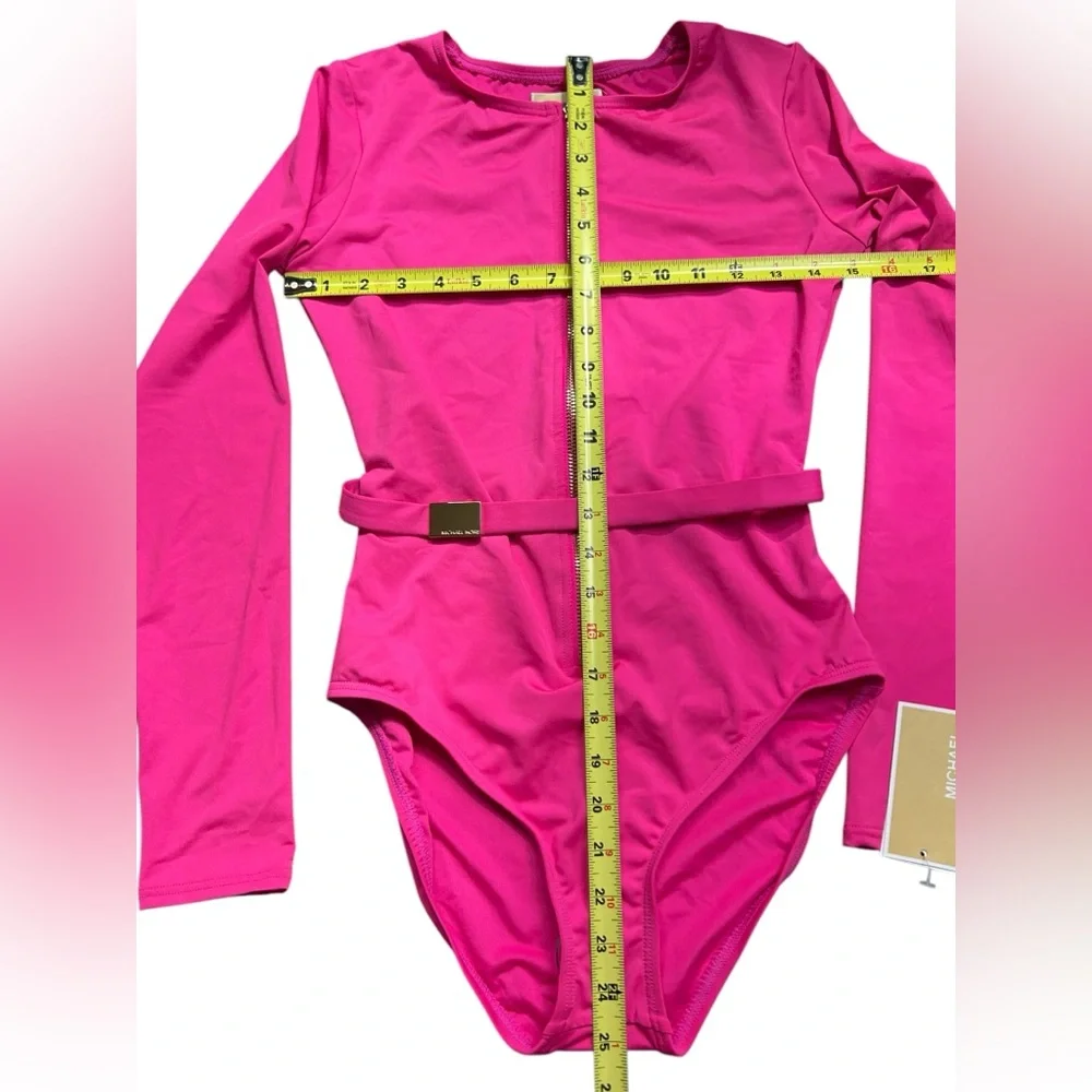 MICHAEL MICHAEL KORS Long Sleeve Zip Front One Piece rashguard surf swimsuit NWT - Picture 8 of 11